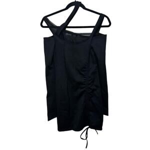 POSTER GIRL Cut Out Mesh Long Sleeve Mini Dress - Black XS